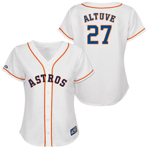 Jose Altuve #27 mlb Jersey-Houston Astros Women's Authentic Home White Cool Base Baseball Jersey